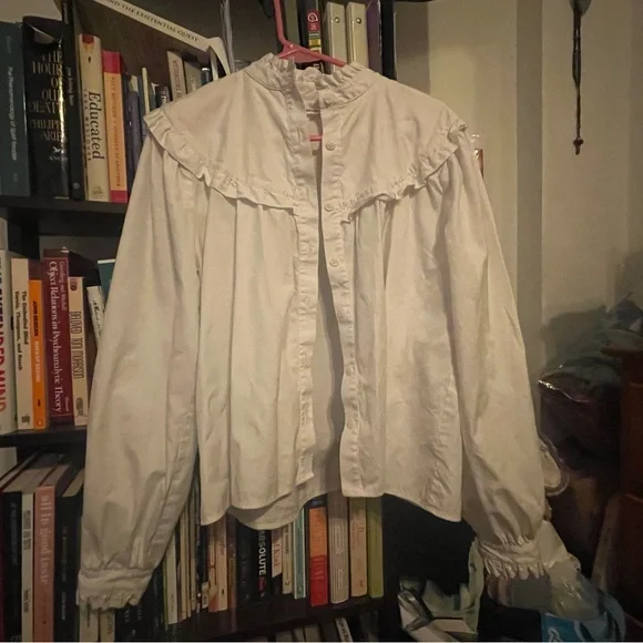 Emerson Fry White Poplin Victorian-Style Ruffle Blouse - Picture 7 of 11